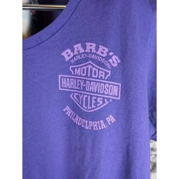 Womens Large Barb's Philadelphia Harley-Davidson Short Sleeve T-Shirt - Picture 2 of 7